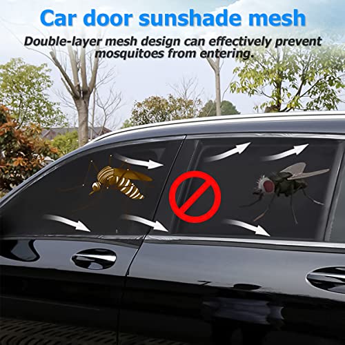 2Pcs Car Window Shade, Breathable Zipper Sun Protection for Baby, Side Front Rear Sun Stretchy Mesh, Cover Screen for Kids Adults Family Privacy, Universal for Most Vehicles (Rear) - Thumbnail 4