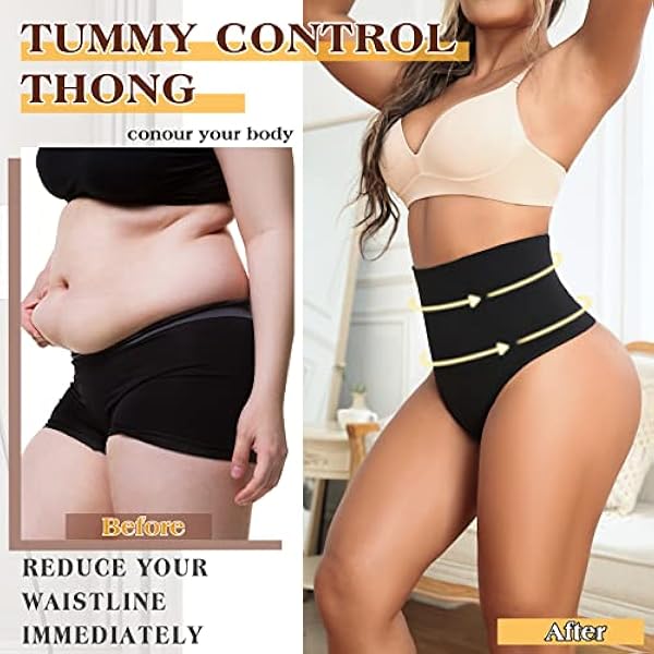 Yeblues Tanga moldeadora para mujer, ropa interior con control de abdomen, cintura alta, moldeador de cuerpo, bragas de control firme, faja entrenador de cintura