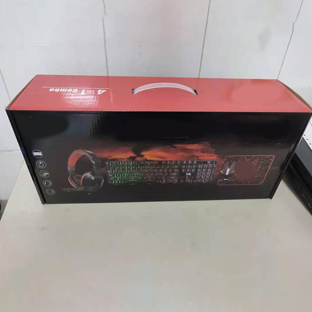 Toyvian Combo de Ratón, Teclado y Auriculares, Conjunto Alfombrilla, Cable USB 2.0 y 3.5mm, 104 Teclas, 4 Botones, Negro, para Oficina y Juegos en Casa