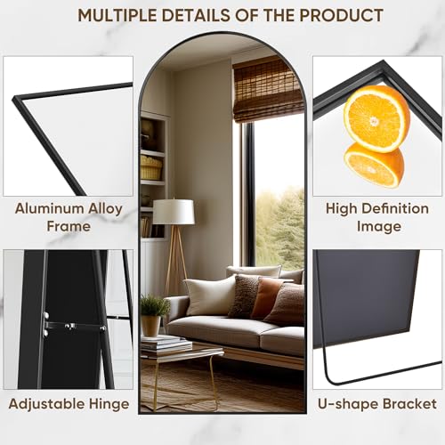 Suidia Arched Full Length Mirror, 71"x32" Floor Mirror Freestanding, Floor Standing Full Body Mirror with Stand for Bedroom, Hanging Mounted for Living Room Cloakroom, Black