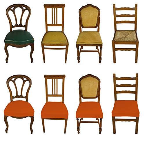 Banzaii Housse de Coussins Chaise Extensible sans Dossier - Housses de siège de Chaise pour Bureau, Cuisine, Salle à Manger, Chambre, hôtel ou Restaurant - 2 pièces Made in Italy Brique