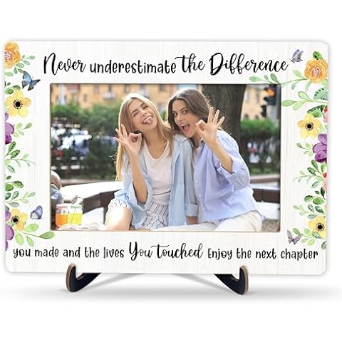 Never Underestimate The Difference You Make Picture Frame, Retirement Appreciation Gifts, Inspirational Tabletop Wooden Photo Frame, Thank You Gifts For Women Coworker Boss Teacher Nurse, A12 Cover