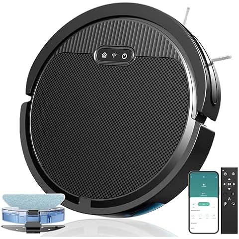 Kipvvo V3 Robot Vacuum and Mop Combo,5000Pa Strong Suction,Tangle Free Robot Vacuum Cleaner with 2.4GWiFi/App/Alexa Control, Automatic Vacuum Robot Cleaner for Low Carpet Pet Hair and Hard Floors Cover