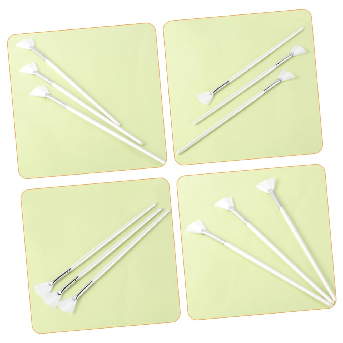 4pcs Fan Shaped Facial Mask Brushes Long Handle Makeup Applicator Tools for Women Multi-use Cosmetic Brushes for Facial Treatments