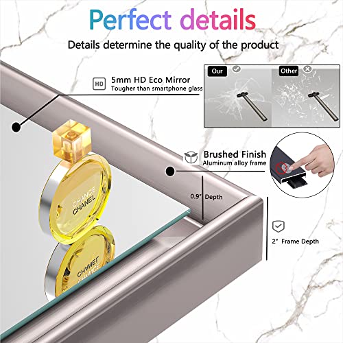 Vosuja 40 X 30 Inch Bathroom Mirrors For Vanity, Rose Gold Wall Mirror, Modern Wall Mounted Mirror For Bathroom, Rectangluar Right Angle Metal Framed Mirror (Horizontal/Vertical) #TOP2