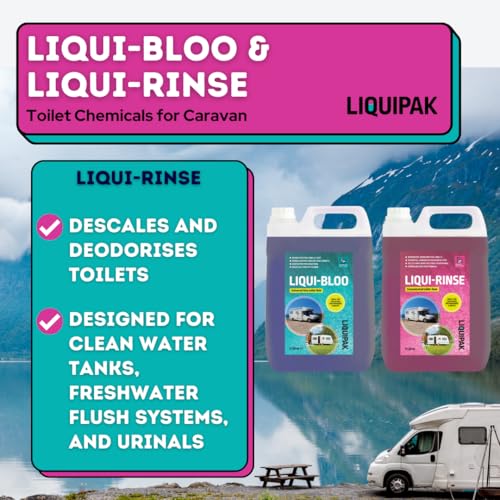 Liquipak Caravan Toilet Fluid Rinse Chemical Blue 5l Pink 5l For Caravan Camper Motorhome Boat Liqui Bloo Rinse Formaldehyde Free 2x5l