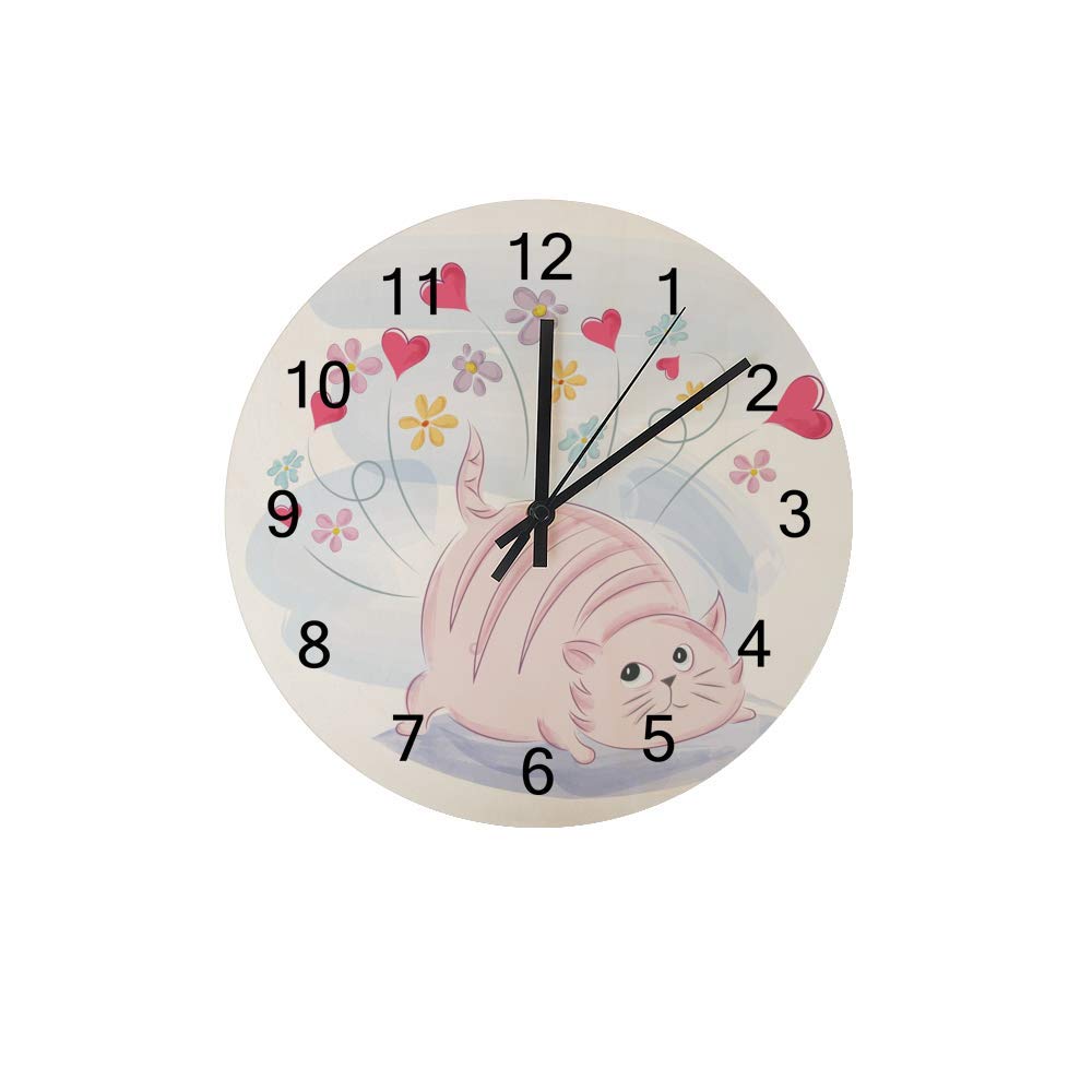 Horloge murale ronde au design de chaton pour illuminer le salon et la chambre à coucher
