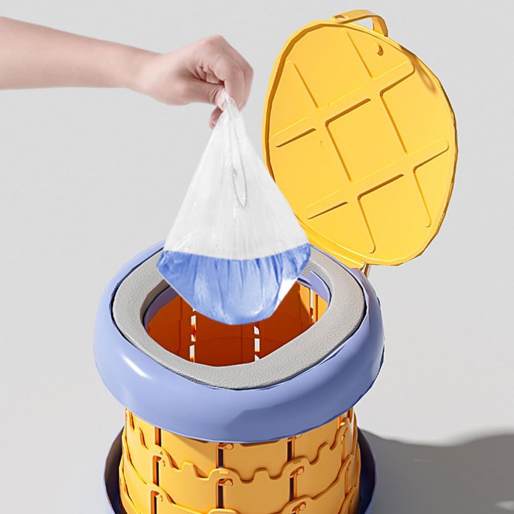 Orinal de Viaje Plegable para Niños, Asiento Portátil Amarillo | Pp, Pu y Pvc, Diseño Plegable que Ahorra Espacio, Adecuado para Camping y Actividades al Aire Libre
