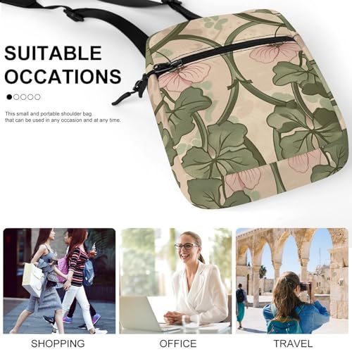 Satchel Tote Bag Messenger Bag Vine Leaves And Flowers Printed Mini Sling Bag Purse Suitable for Work Travel4