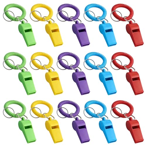 100 Silbatos de Plástico con Wristbands Coil Multicolor miniatura 1