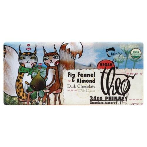 Theo Fantasy Dark Chocolate Inclusion Bars, Fig Fennel with Almond, 2-Ounce (Pack of 12)
