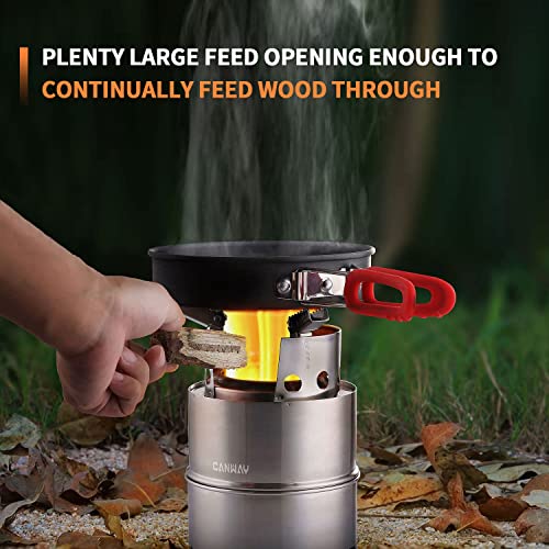 Canway Camping Stove, Wood Stove/Backpacking Survival Stove, Windproof Anti-Slip Portable Stainless Steel Wood Burning Stove With Nylon Carry Bag For Outdoor Backpacking Hiking Traveling Picnic Bbq #TOP1