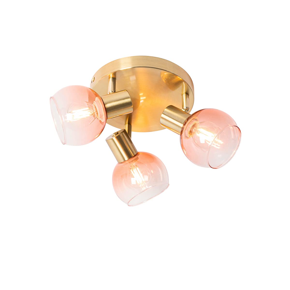 QAZQA - Art Deco Art Deco plafondspot goud met groen glas 3-lichts - Vidro | Woonkamer | Slaapkamer | Keuken - Staal Rond - E14 Geschikt voor LED - Max. 3 x 25 Watt