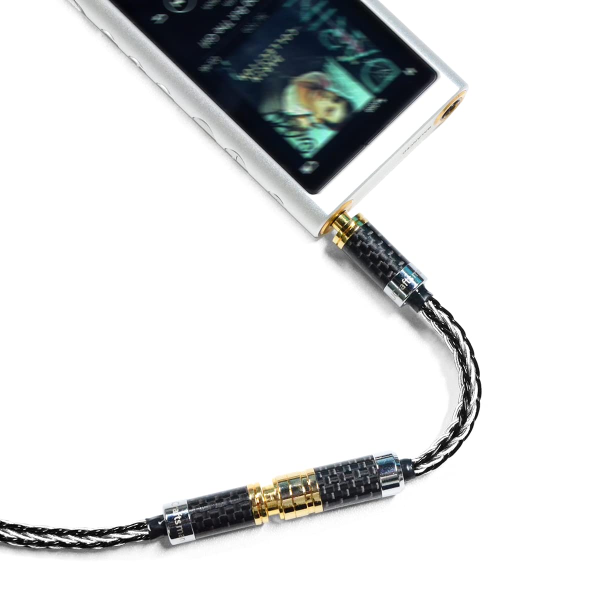 GUCraftsman Cable adaptador de auriculares estéreo macho de 3,5 mm a hembra equilibrado de 4,4 mm, 7 N, cable de conversión de conector de auriculares de cobre y plata