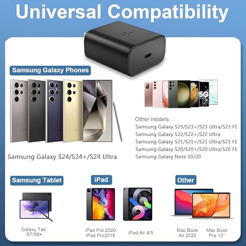 Image of Original Samsung 45W Charging Adapter Ultra-Fast Charger for Galaxy S25 Ultra /S25 Plus /S24 Ultra /S24 Plus /S24 /S23 Plus /S23 Ultra /S23 /S23 FE /S22 Ultra /Tab S9 Plus /Tab S9 /Z Fold /Z Flip 5 /4 /3, Black