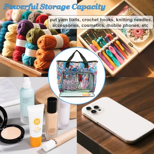 Image of Mdoker Knitting Bags and Totes Organizers Large Crochet Bag Lightweight Yarn Bags for Travel Yarn Storage Organizers for Crochet Hooks,Yarn,Knitting & Crochet Supplies(Retro)