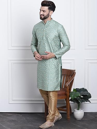 Sojanya (Since 1958 Men'S Silk Blend Embroidered Kurta & Churidaar Pyjama Set3
