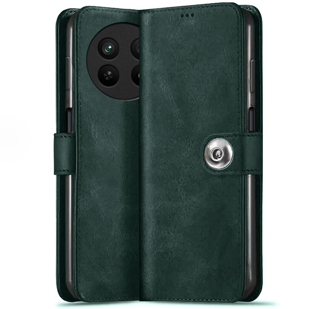 TheGiftKart Flip Cover Back Case for Realme Narzo 70x 5G / N65 / Realme 13/12/12X 5G/ C65 5G | Genuine Leather Finish | Designer Button | Inbuilt Pockets & Stand | Flip Back Case (Faux Leather, Green) (B0D4973CQW) Amazon Price History, Amazon Price Tracker