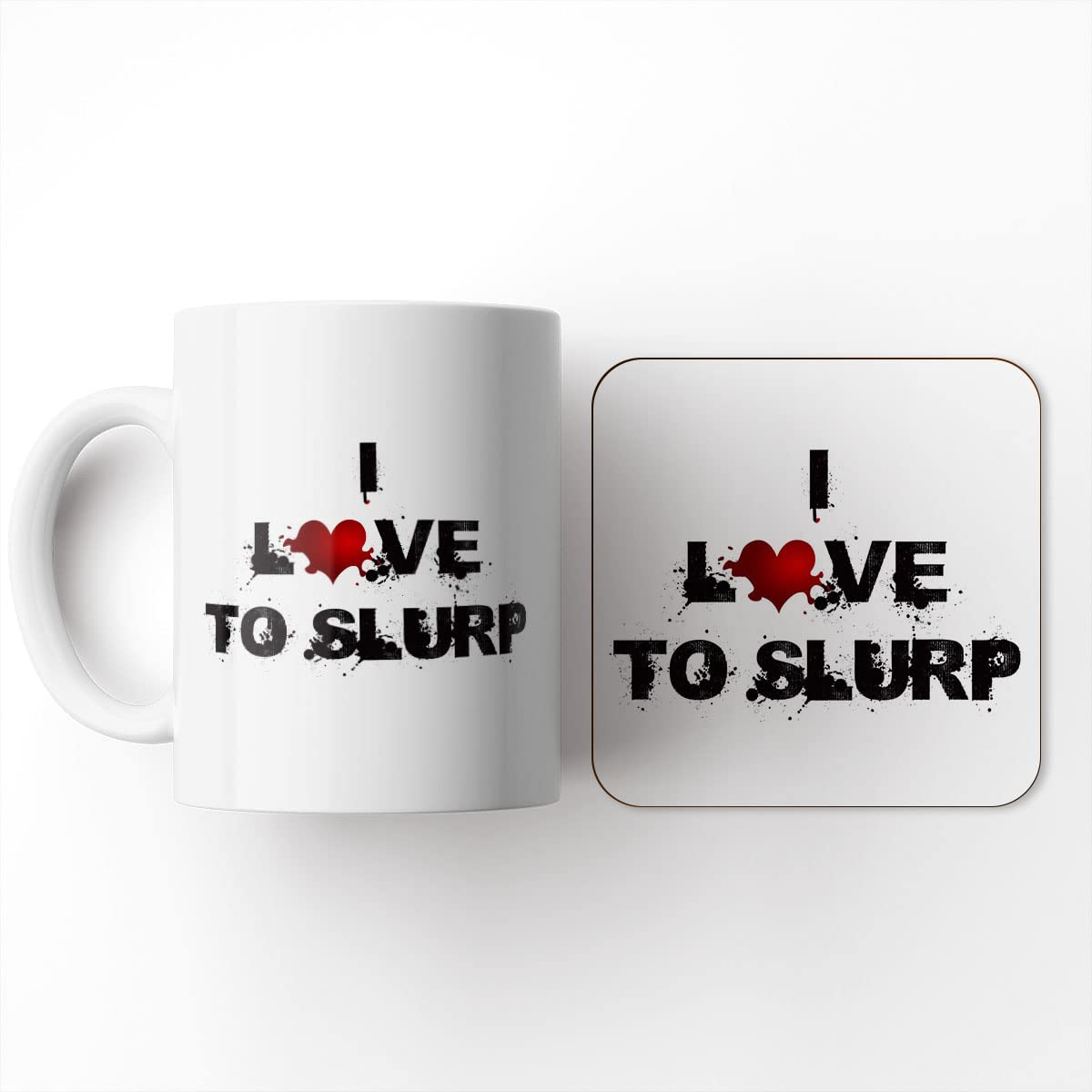 The Victorian Printing Co - I Love Food - to Slurp - Mug and Coaster Set, Ceramic, 11 fl. oz.