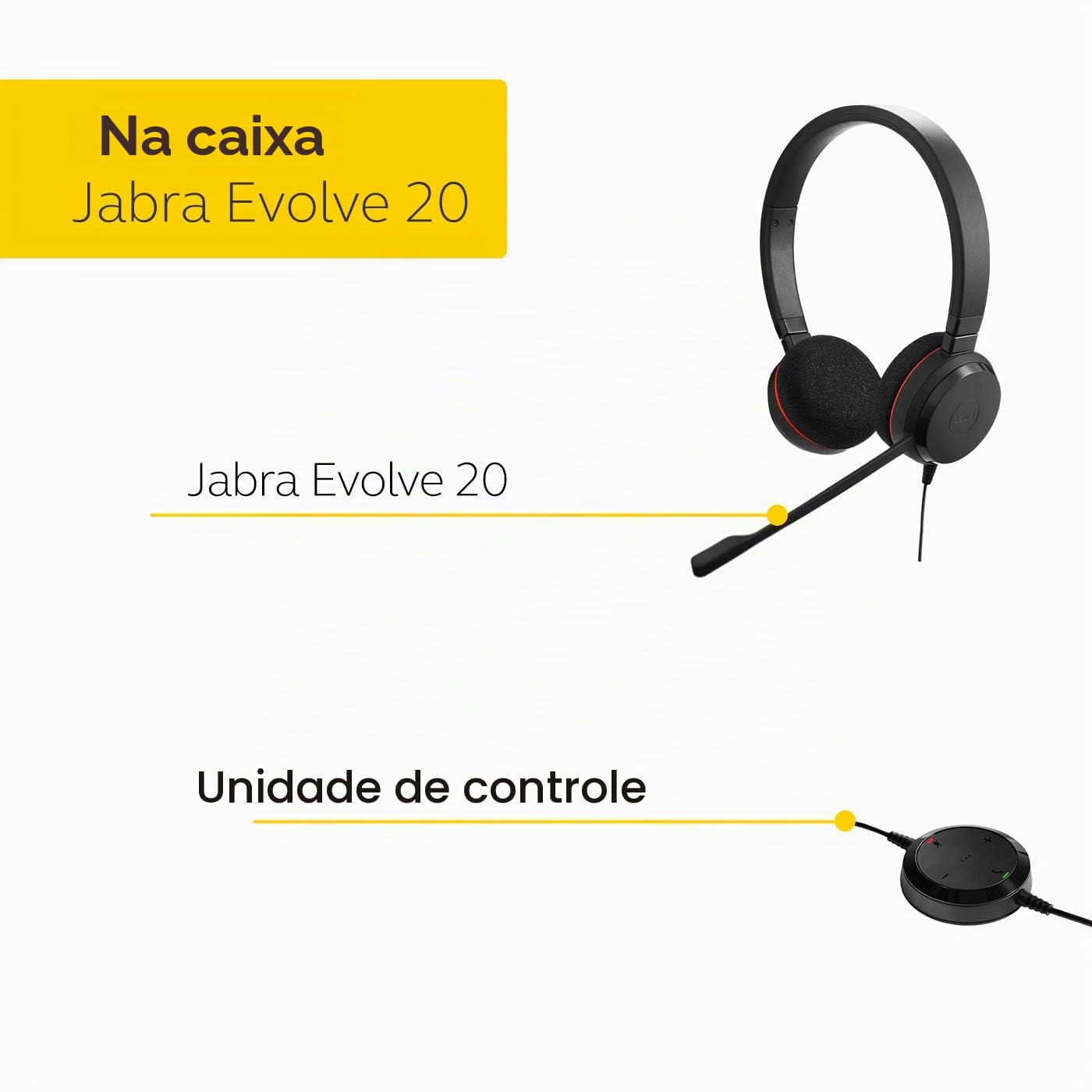 Jabra Fone de ouvido com fio Evolve 20 UC, fone de ouvido estéreo
