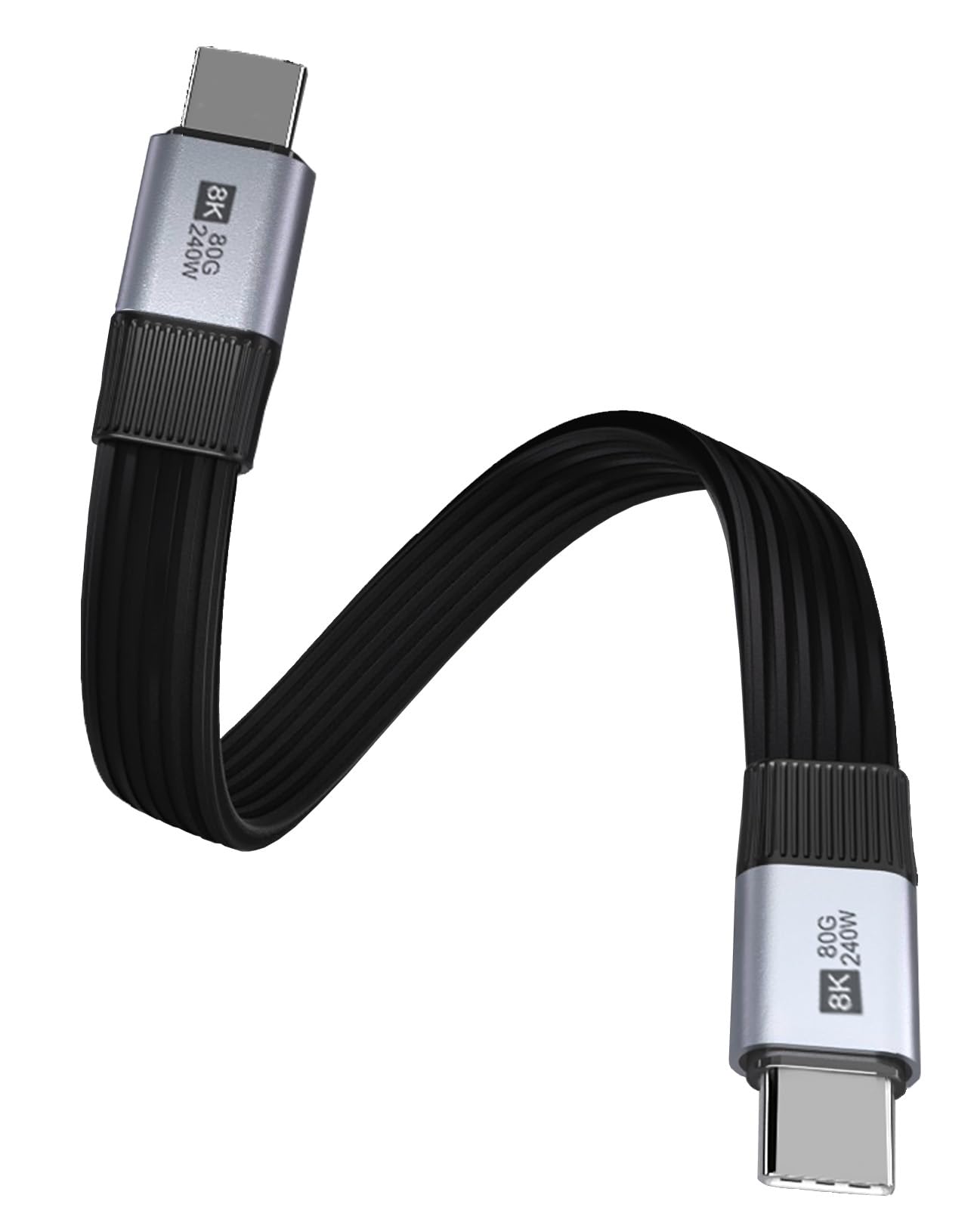 Qaoquda Short USB C Cable Keychain Cable, 80Gpbs 240W 8K@60Hz Type C to C Fast Charging Cable for 8K HD Display, Laptop, Tablet, Phone Type C Devices - 0.5ft