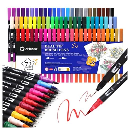 Artecho Rotuladores Lettering 72 Colores, Rotuladores Doble Punta, Lettering Kit para Dibujo, Caligrafía, Cómics y Graffiti