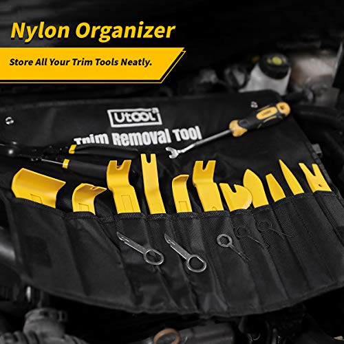 UTOOL Trim Removal Tool Kit Pro 18pcs for Auto Car Door Trim Panel Removal with Clip Fastener Remover Pliers and Radio Audio Stereo Removal Tools Yellow - Thumbnail 6