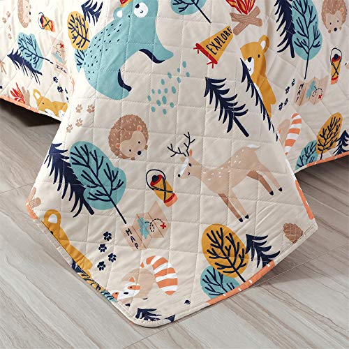 Quilt Set Twin Bedspread Coverlet Kids Twin Quilts Cartoon Bear Quilt Bedding Kids Quilt Bedspread Forest Animal Bear Print Kids Quilt Collection Home Lightweight Bedding Reversible Boys Coverlet #TOP5