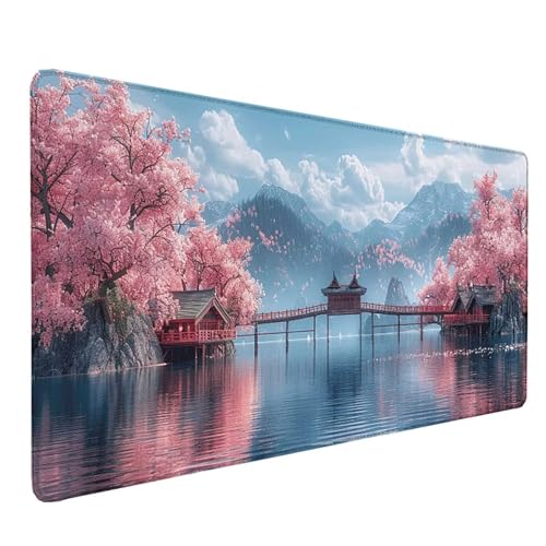 Tapis de souris fleurs de cerisier grand format 100x50cm idée cadeau gamer