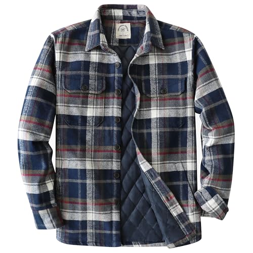 Dubinik® Mens Shacket Flannel Shirt For Men Lightweight Jacket Overshirt Warm Lined Coats Casual Plaid Long Sleeve Button