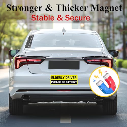 Image of 3 Pack Elderly Driver Car Magnet Sign, Senior Driver Magnet for Car, Please Be Patient Caution Sign to Old Grandma and Grandpa, Gag Prank Funny Gifts for Women, Men(Yellow)