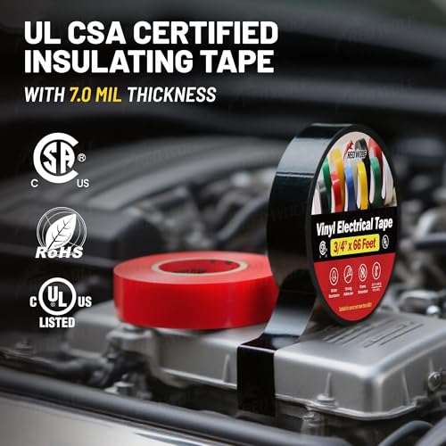 Image of RED WOLF 10 Pack Colored Electrical Tape 3 /4 Inch x 66 Ft Industrial Grade UL /CSA Listed 7 Mil Thick Flame Retardant High Temp Vinyl Electrical PVC Tape Electric Insulation Rated 600V