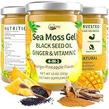 ACEYO Sea Moss Gel 4-in-1, Irish SeaMoss with Black Seed Oil & Ginger,Rich in Minerals & Vitamins,Immunity & Health Support,Non-GMO, Vegan,Mango Pineapple Flavor,10 oz (Pack of 1)