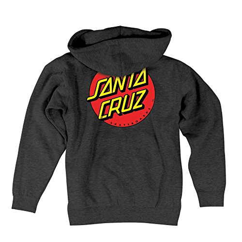 Santa Cruz Mens Classic Dot Hoody Zip Sweatshirt Small Charcoal Heather2