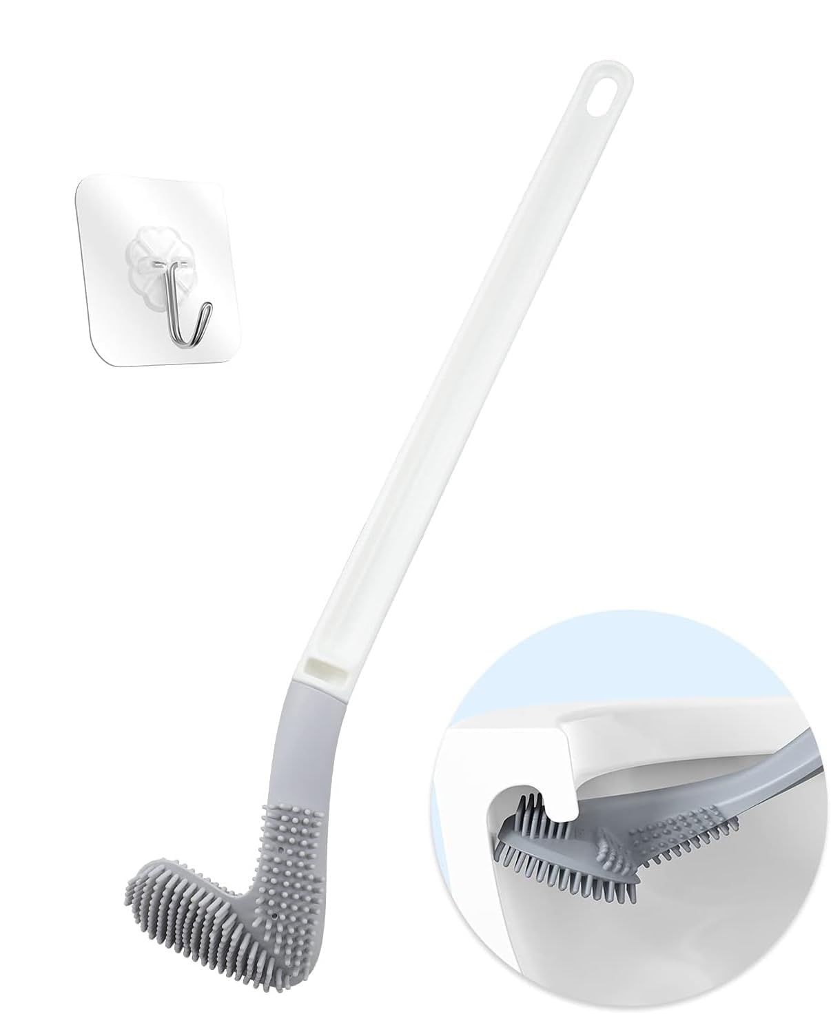 Silicone Toilet Cleaning Brush Flexible Golf Shape Deep Cleaning Bathroom Brush Holder Non Scratch Toilet Bowl Cleaner Brush for Indian Western Toilets Bathroom Wash Basin Cleaning Tool-picture-11