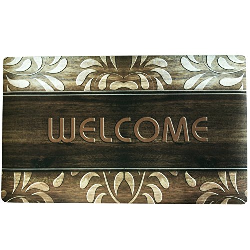 Amagabeli Rubber Welcome Door Mat for Front Door Entry Way No Slip Floor Rug for Indoor Home Decor Entrance Low Profile Carpet for Inside Patio 18
