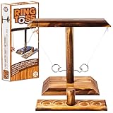 Ring Toss® Game | Jeu d'Adresse en Bois | Qualité Premium | Lancer d'Anneaux Suspendus | Qui sera le/la Plus Rapide ? | Intérieur & Extérieur | pour Adultes | 100% Bois | 100% Fun | SparkL®