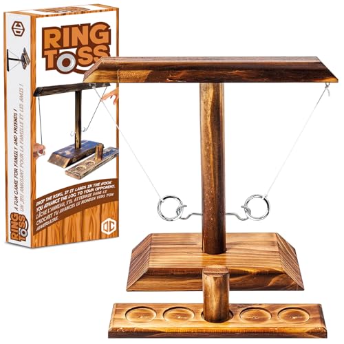 Ring Toss® Game | Jeu d'Adresse en Bois | Qualité Premium | Lancer d'Anneaux Suspendus | Qui sera le/la Plus Rapide ? | Intérieur & Extérieur | pour...