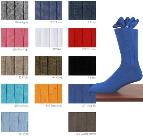One Pair Marcoliani Men's Mid-Calf Pima Cotton Ribbed Casual Socks from Italy