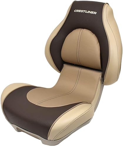 Crestliner Boat Asiento de pesca plegable 2206153  Atwood MarrónBeige