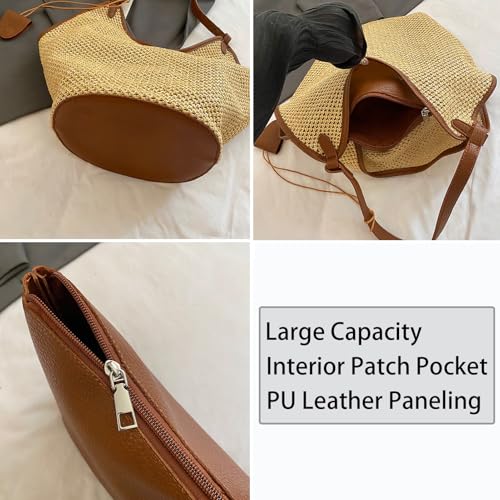 Bolso de paja para mujer tipo tote grande miniatura 5