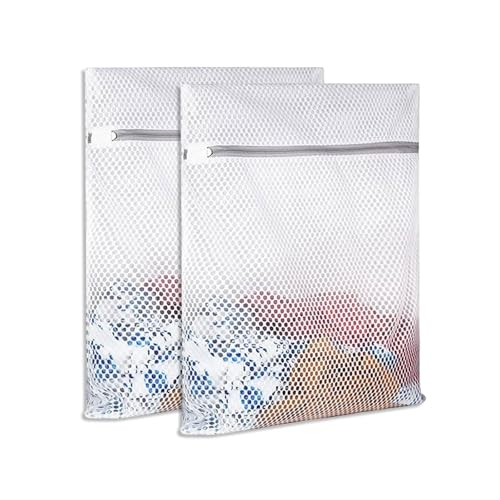 Dreamil Lot de 2 sacs à linge en maille durable avec fermeture éclair, filet à linge de voyage, pour éviter la déformation et le pliage des vêtements pour pulls, chemises, sous-vêtements (3 tailles