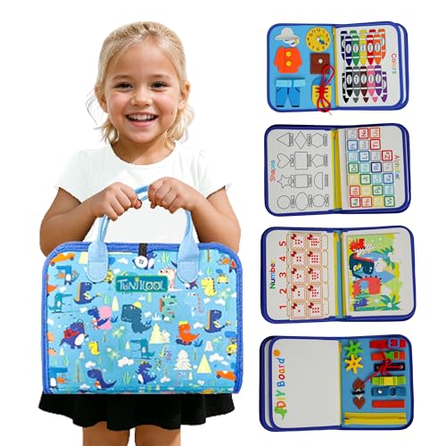 Image of Montessori Busy Board - 8-in-1 Sensory Activity Book with Detachable Pages, Travel-Friendly Learning Toy for Fine Motor Skills & Preschool Education