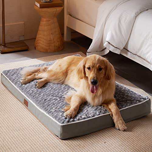 WNPETHOME-Orthopedic-Large-Dog-Bed-Dogs-Bed-for-Large-Dogs-with-Egg-Foam-Crate-Pet-Bed-with-Soft-Rose-Plush-Waterproof-Dog-Bed-Cover-Washable-RemovableDog-Bed-Large-36-x-27-x-3-inch-Grey