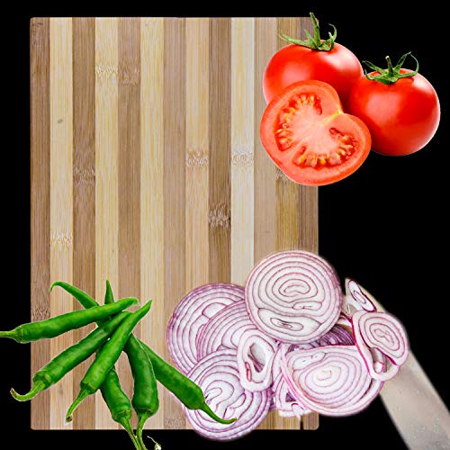 LUCID…We Build Relations Premium Natural Bamboo Wooden Cutting Chopping Board for Kitchen with Handle Chopping Board / Vegetable Cutting Board for Kitchen with Metal Handle | Natural Bamboo | Recyclable | Biodegradable