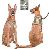 Auroth Tactical Anti Pull Dog Harness Adjustable Breathable Pet Vest Harness for Medium Large Dog Reflective Military Materials Size L, Green Brown - Image 2