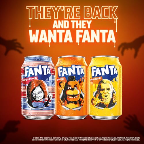 Fanta Fruit Punch Caffeine Free Soda Soft Drink, Chucky's Punch Halloween Edition, 12 fl. oz. cans, 12 pack image 2