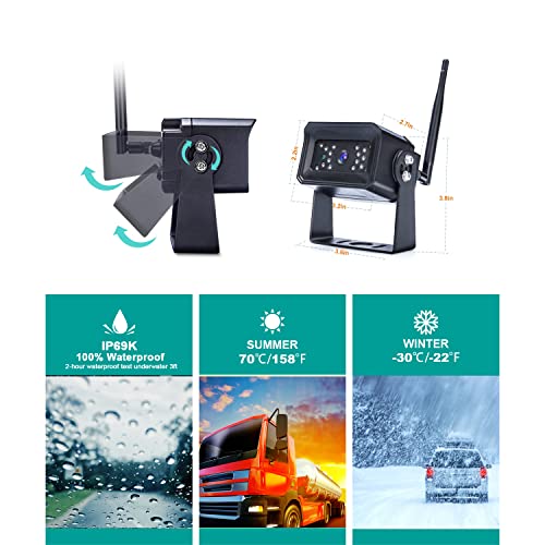 Image of Digital Wireless Backup Camera, 5 Inch Display and 720P HD Resolution, Wide Angle Rear View Camera with Night Vision, 300ft Wireless Reverse Camera System Suitable for Truck, Motorhome, 5th Wheel