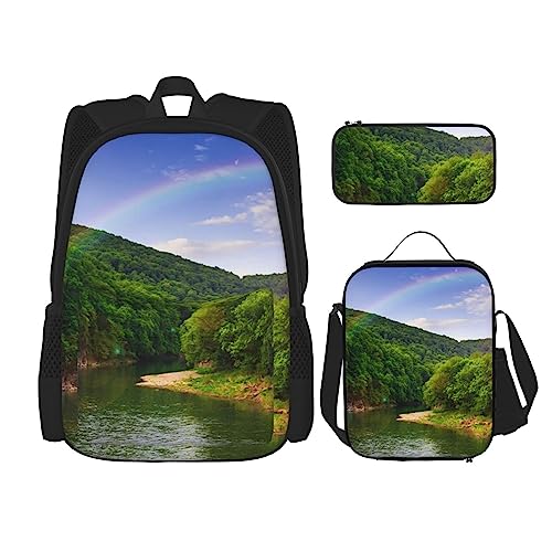 Sac à dos de voyage Mountain Valley à motif arc-en-ciel avec kit repas complet