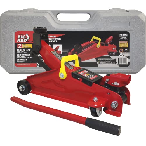 Image of Big RED TAM82012 Torin Hydraulic Trolley Service /Floor Jack with Blow Mold Carrying Storage Case, 2 Ton (4,000 lb) Capacity, Red